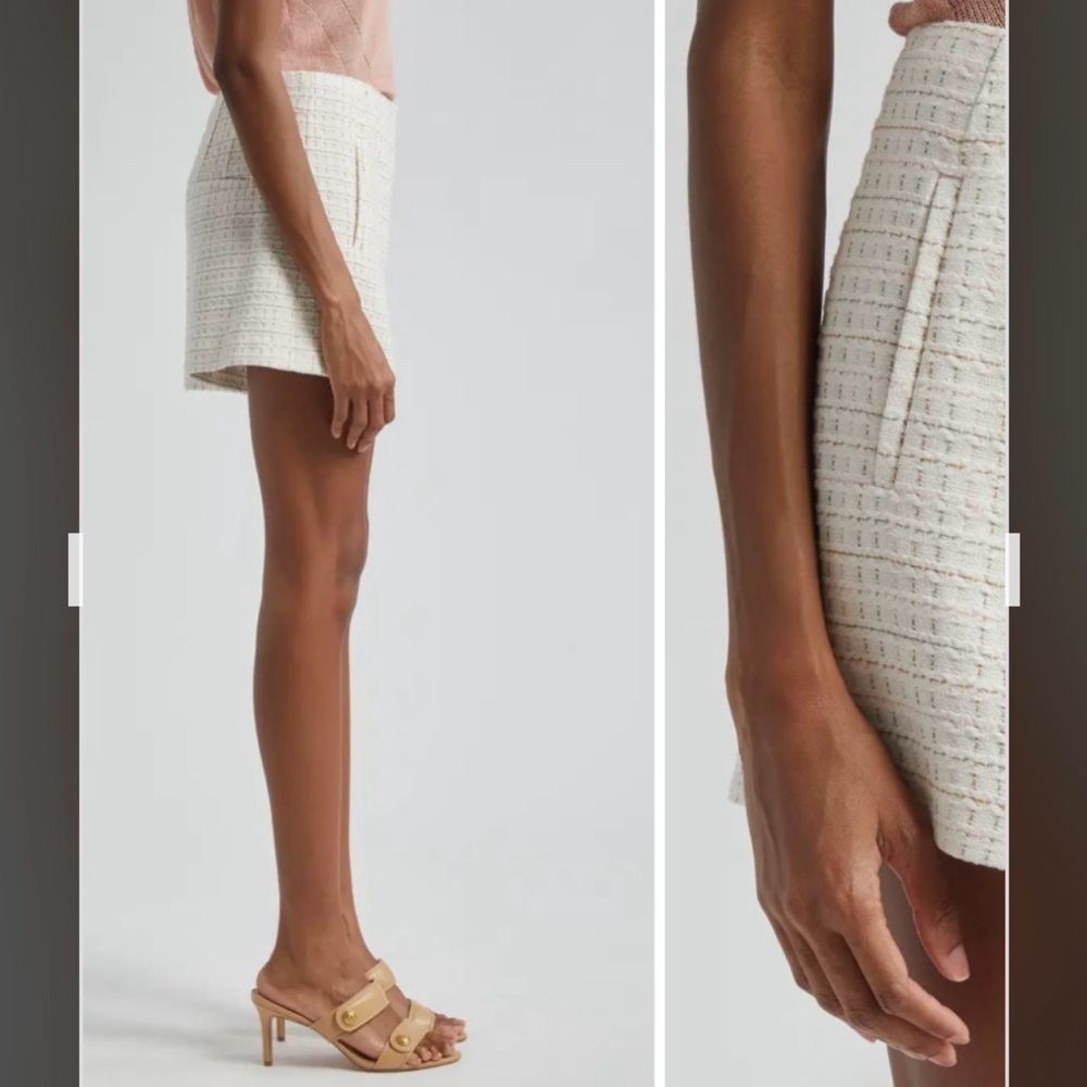 Veronica Beard Jazmin Cotton Tweed Shorts in Ivory Multi Size 4 - Picture 4 of 8